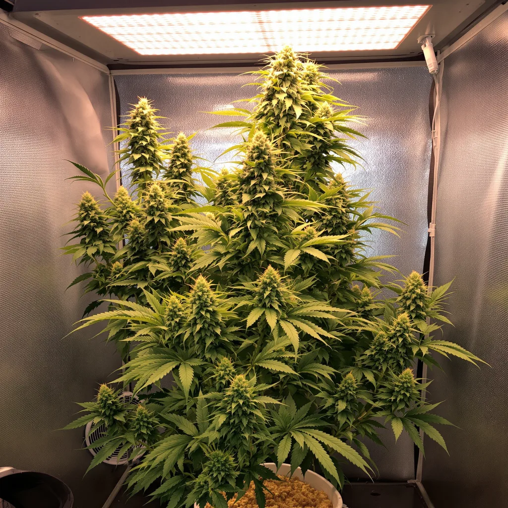Island Sweet Skunk 25% indica / 75% sativa flower with visible trichomes