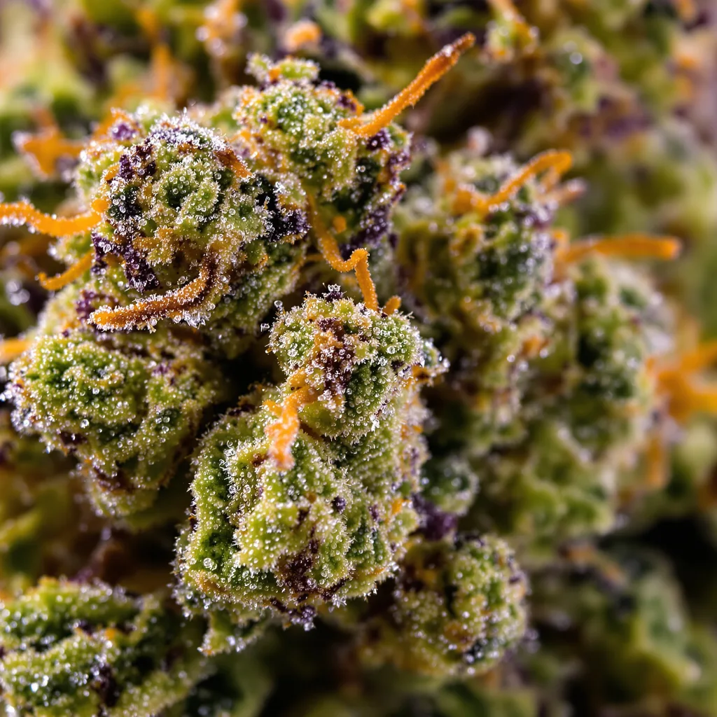 Jack Herer cannabis bud close-up showing balanced bud structure with frosted trichomes