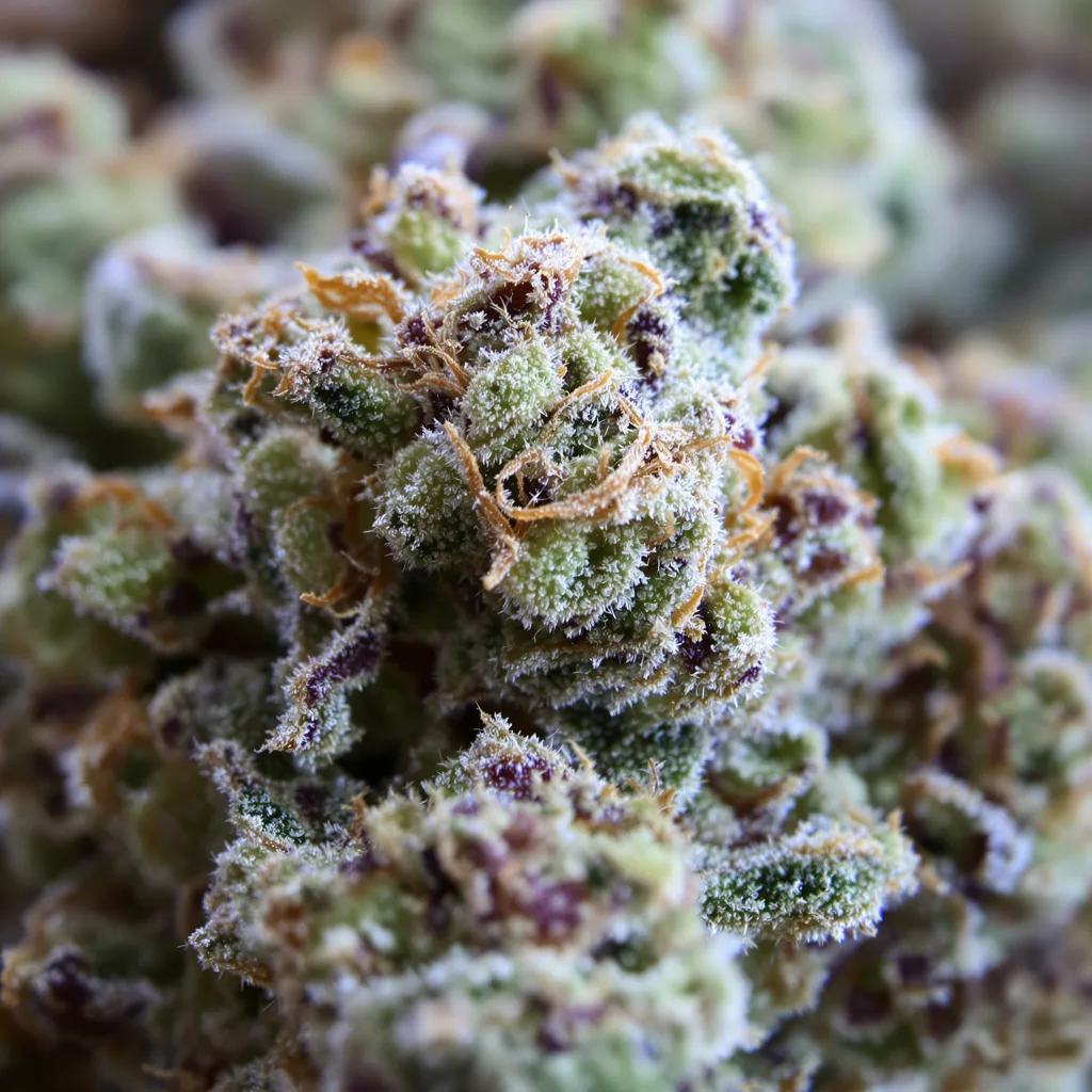 Jacked-Up cannabis bud close-up showing balanced bud structure with frosted trichomes