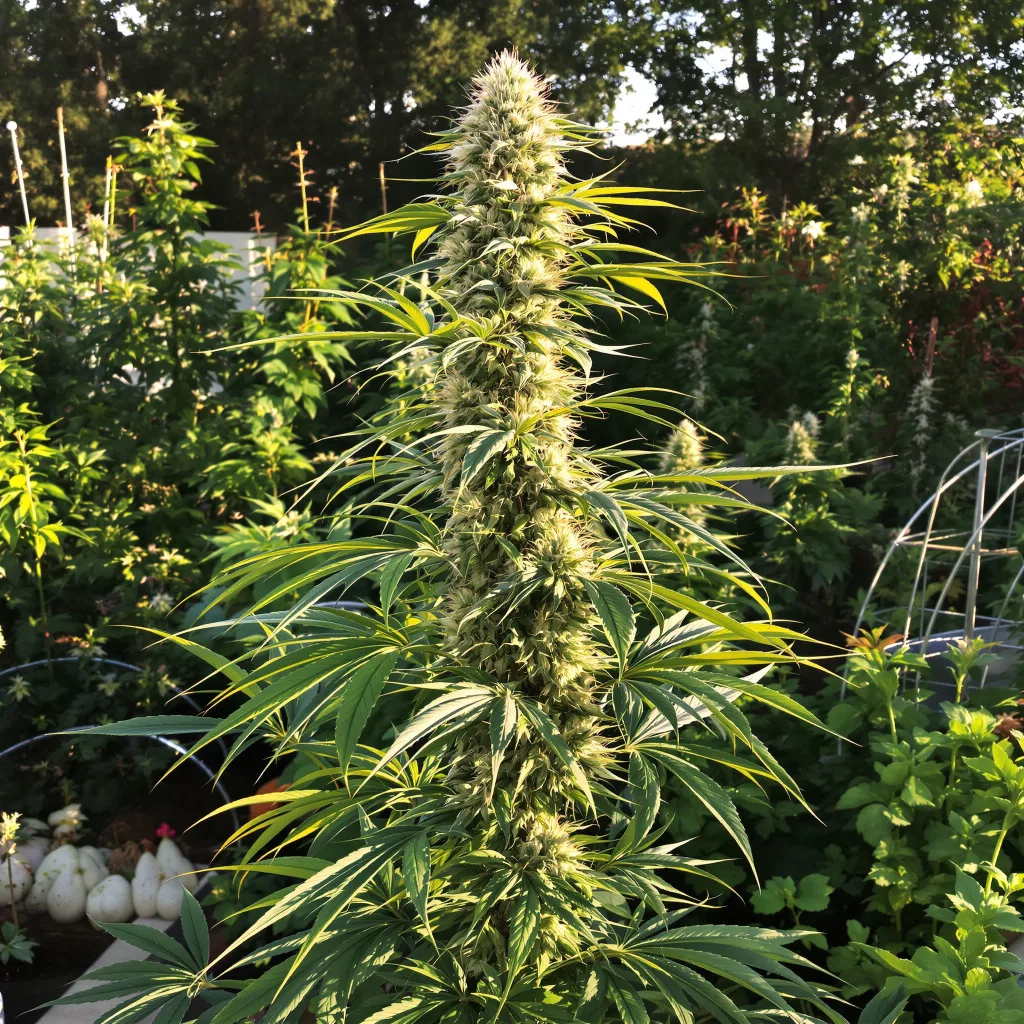 Jesus OG 30% indica / 70% sativa flower with visible trichomes