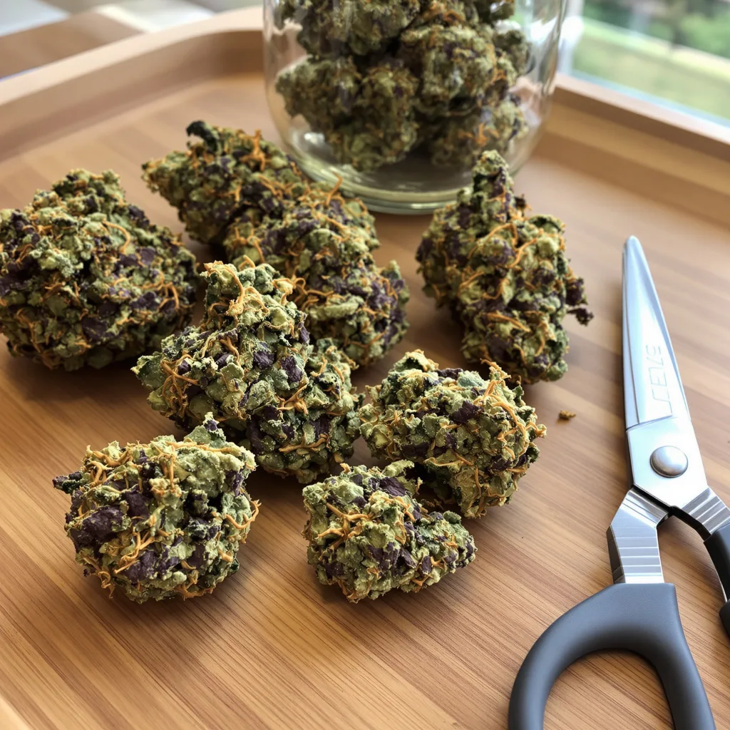 Josh D OG 76% indica / 24% sativa flower with visible trichomes