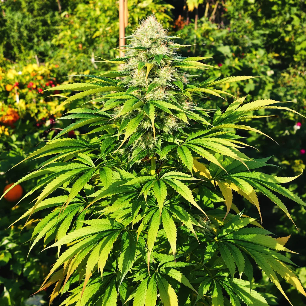 K-Train 69% indica / 31% sativa flower with visible trichomes