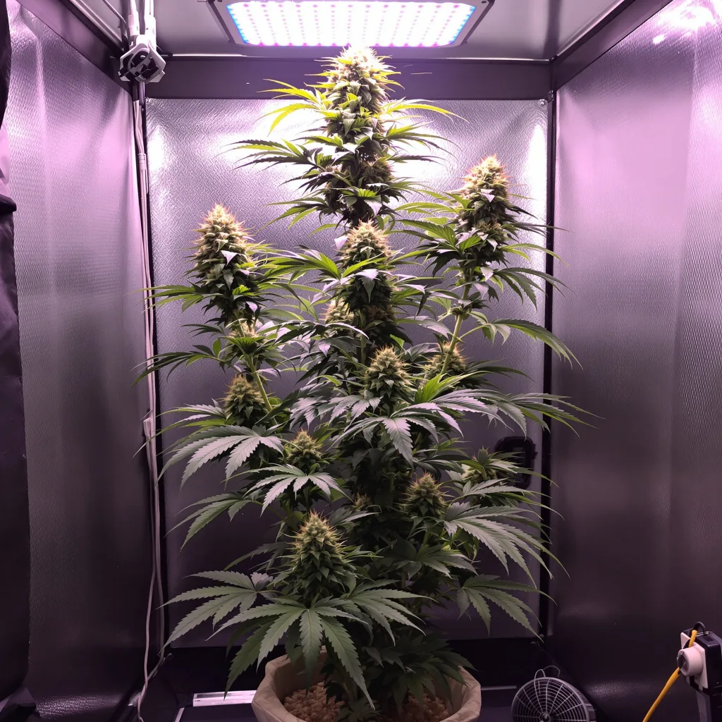 Kali Dog 17% indica / 83% sativa flower with visible trichomes