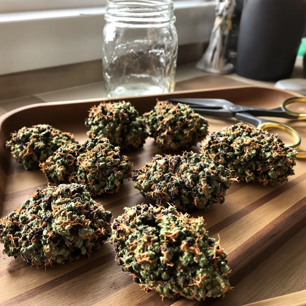 Khalifa Kush 75% indica / 25% sativa flower with visible trichomes