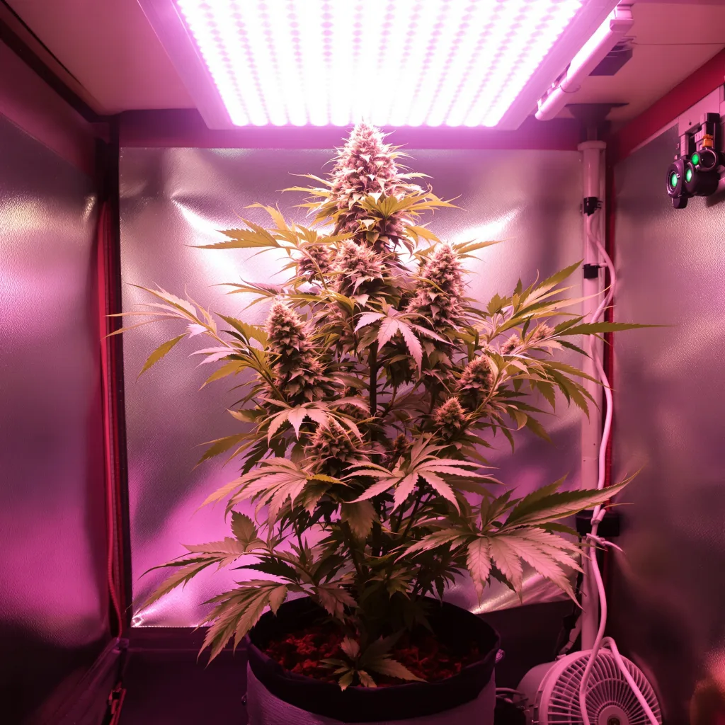 Khufu 74% indica / 26% sativa flower with visible trichomes