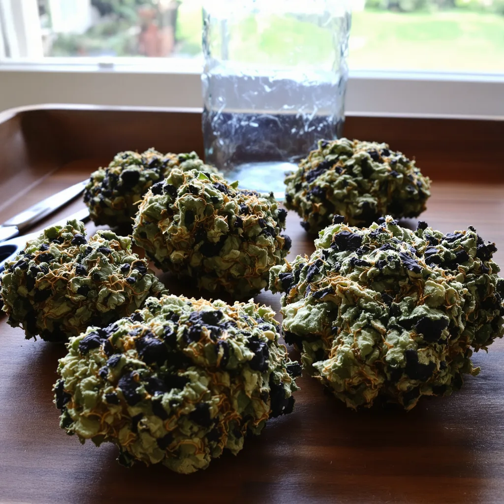 Killer Grape 86% indica / 14% sativa flower with visible trichomes