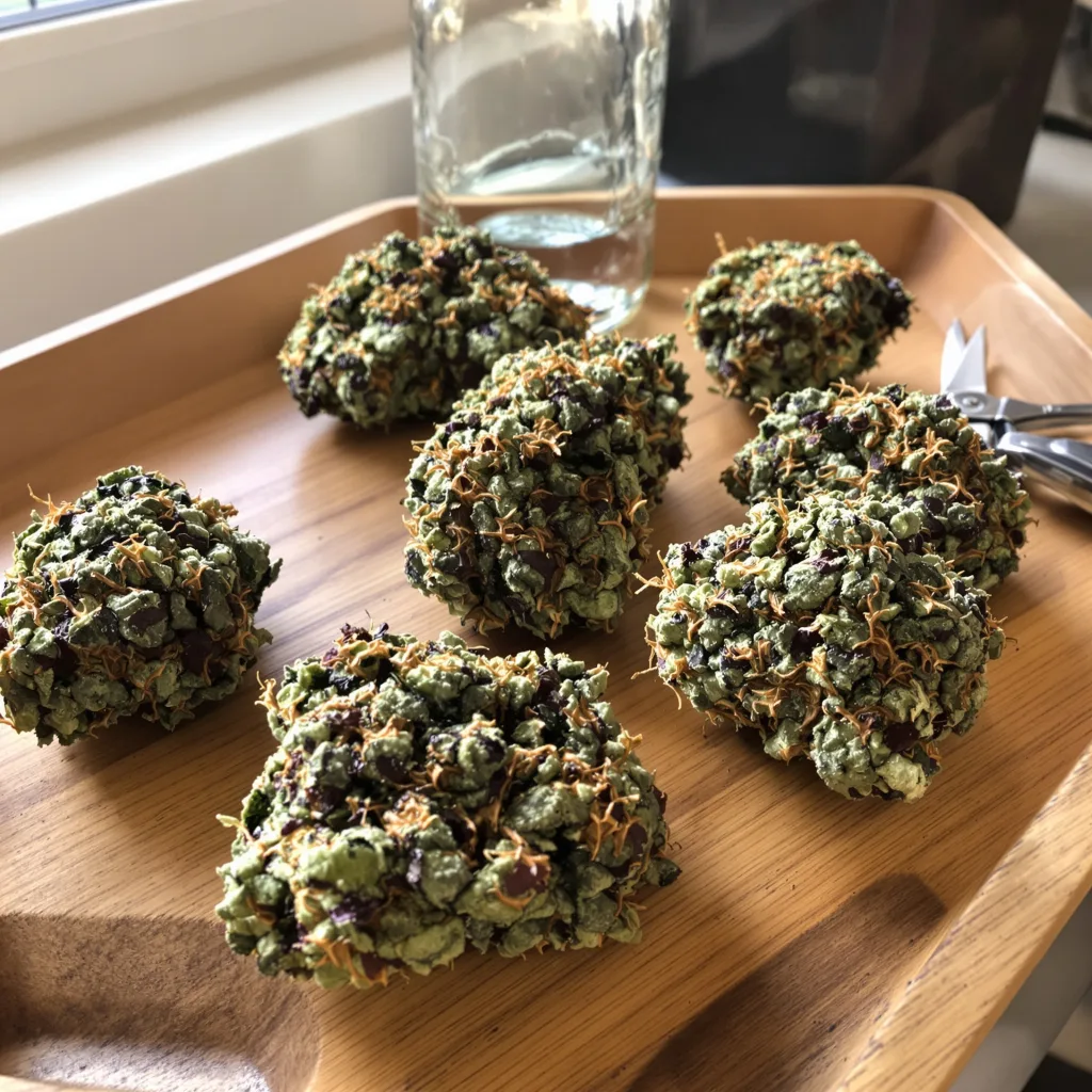 Kong 100% indica / 50% sativa flower with visible trichomes