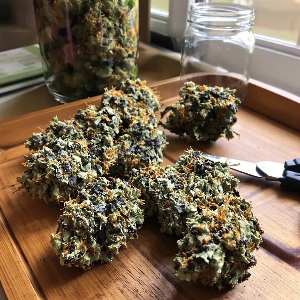 Kosher Kush 86% indica / 14% sativa flower with visible trichomes