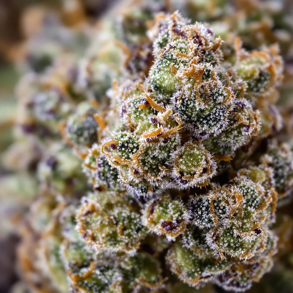 Kraken cannabis bud close-up showing balanced bud structure with frosted trichomes