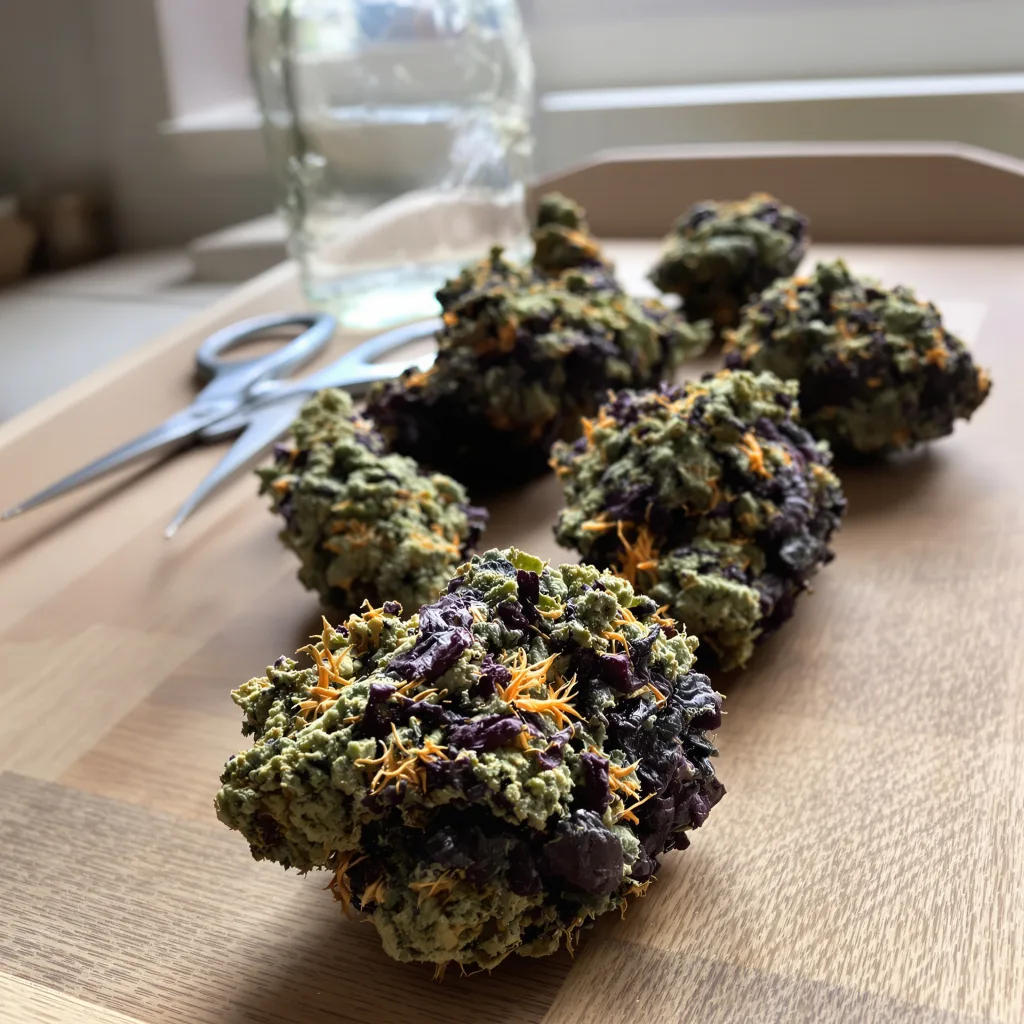 Krishna Kush 80% indica / 20% sativa flower with visible trichomes