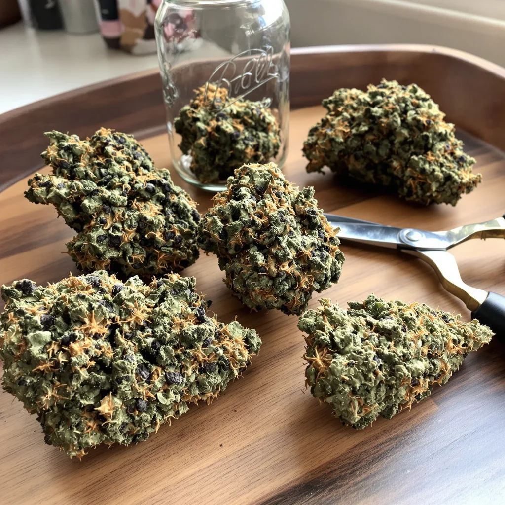 Kryptonite 70% indica / 20% sativa flower with visible trichomes