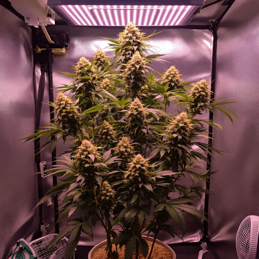 Kush Mints 50% indica / 50% sativa flower with visible trichomes