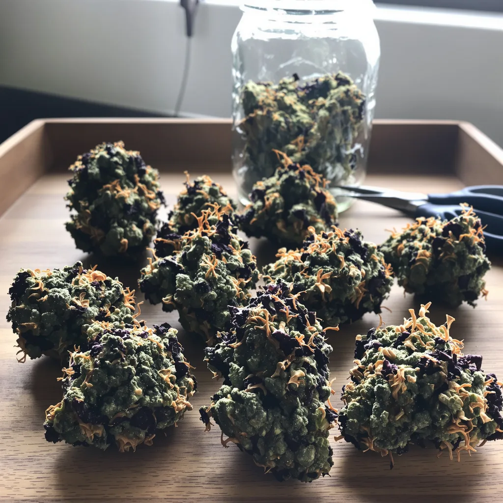 Kush XL 68% indica / 32% sativa flower with visible trichomes