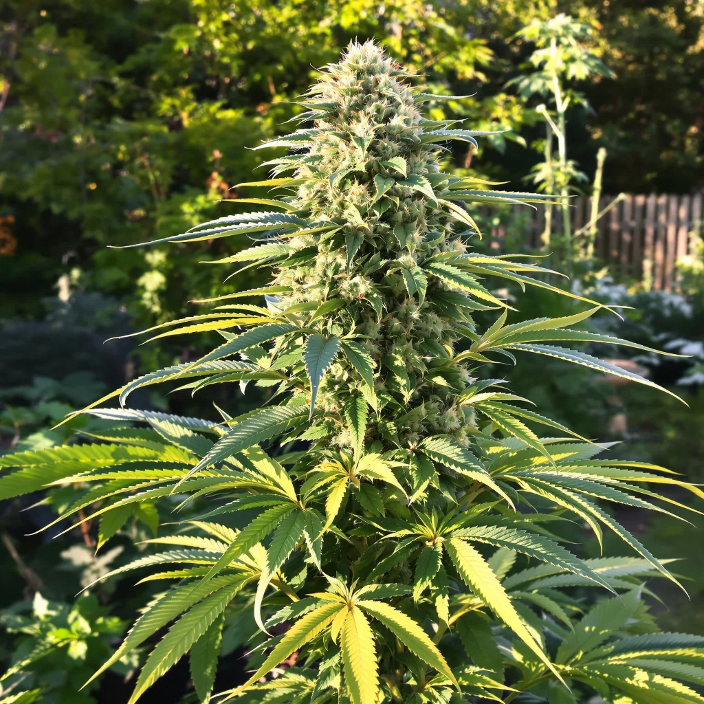 L.A. Sunshine 60% indica / 40% sativa flower with visible trichomes