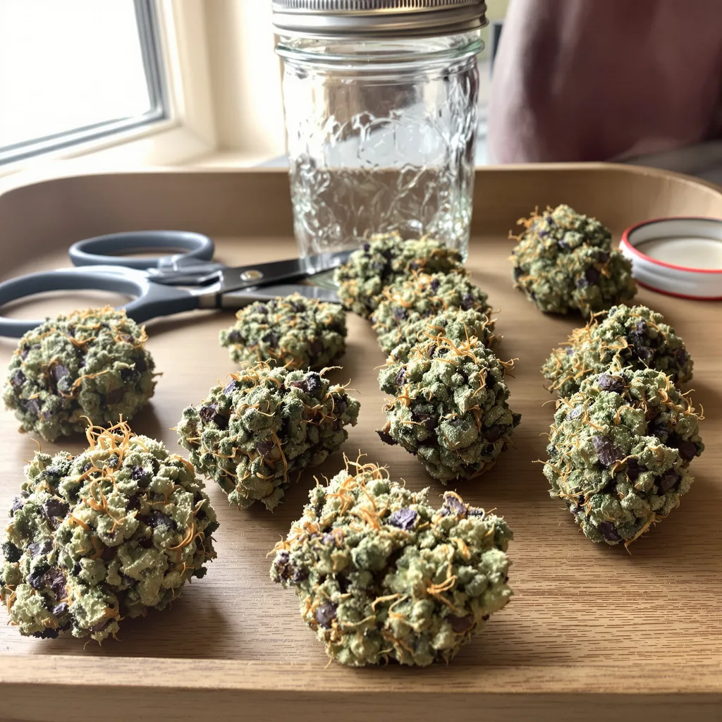 LA Confidential 50% indica / 50% sativa flower with visible trichomes