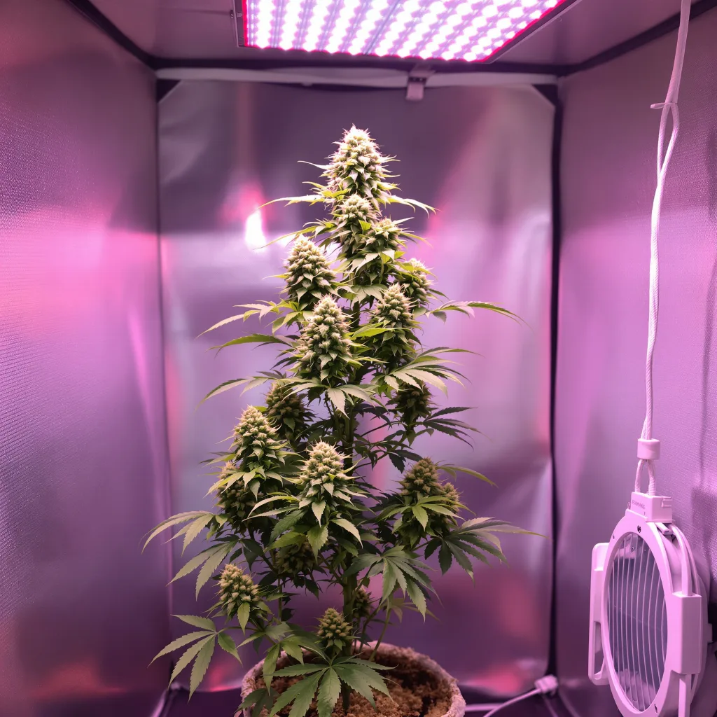 LA Confidential 50% indica / 50% sativa flower with visible trichomes
