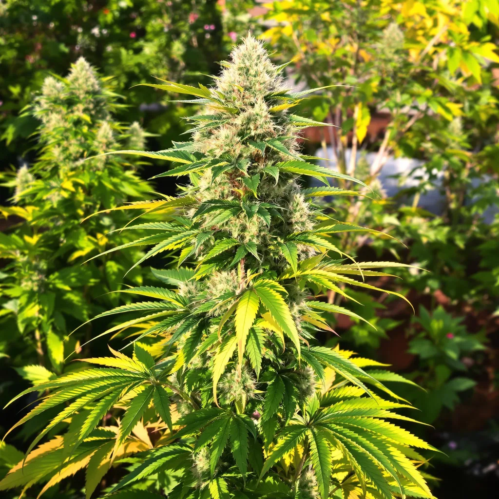 LA Confidential 50% indica / 50% sativa flower with visible trichomes