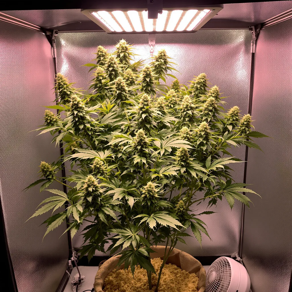 LA OG 39% indica / 61% sativa flower with visible trichomes