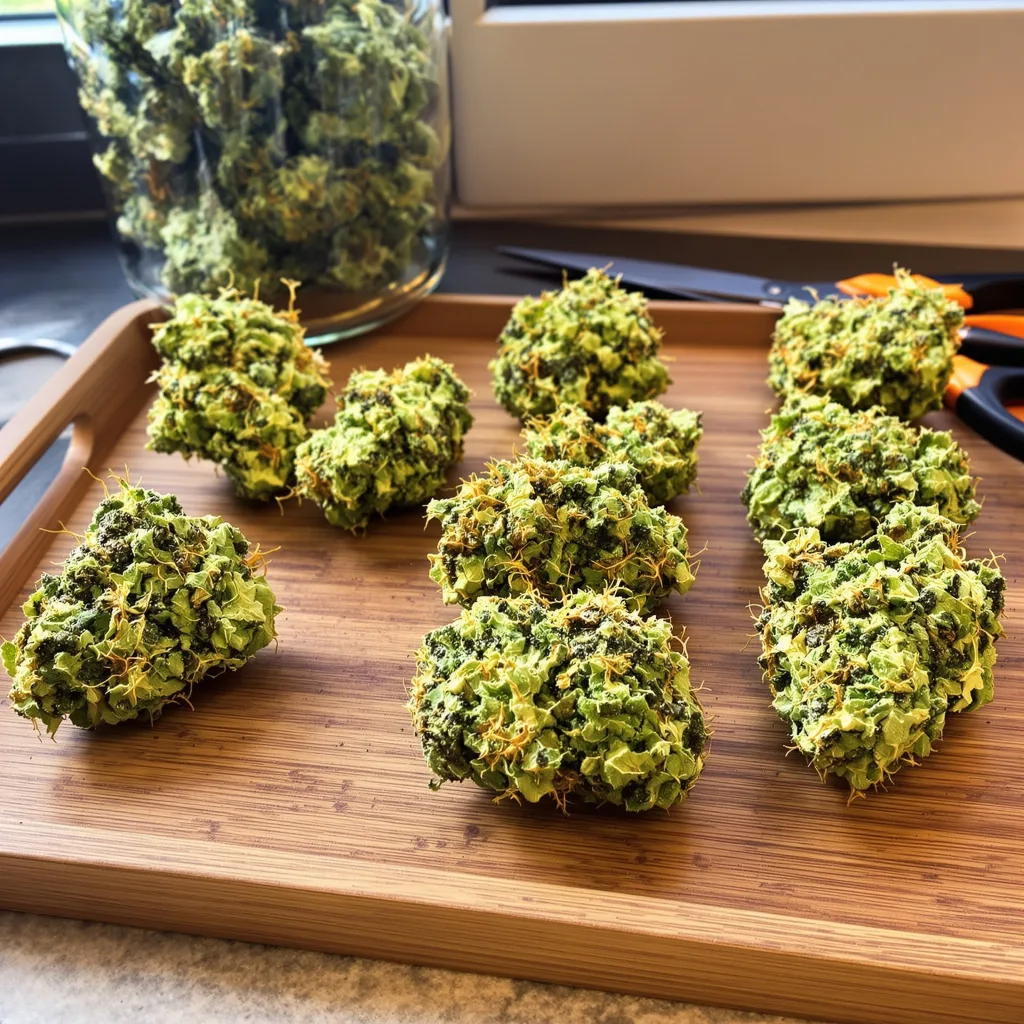 Lamb's Bread 10% indica / 90% sativa flower with visible trichomes