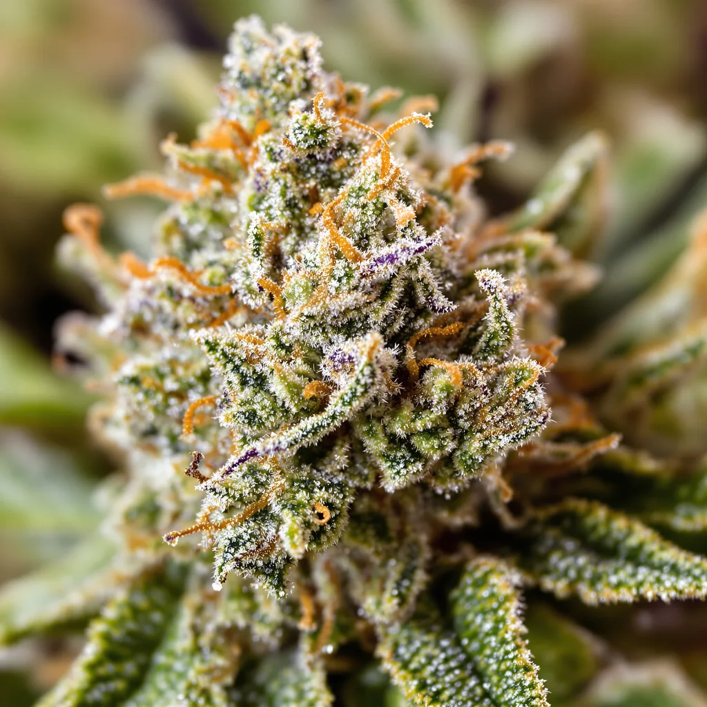 Lamborghini cannabis bud close-up showing balanced bud structure with frosted trichomes