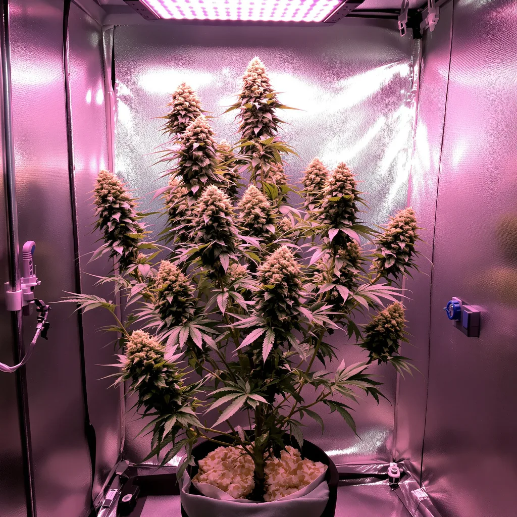 Larry OG 56% indica / 44% sativa flower with visible trichomes