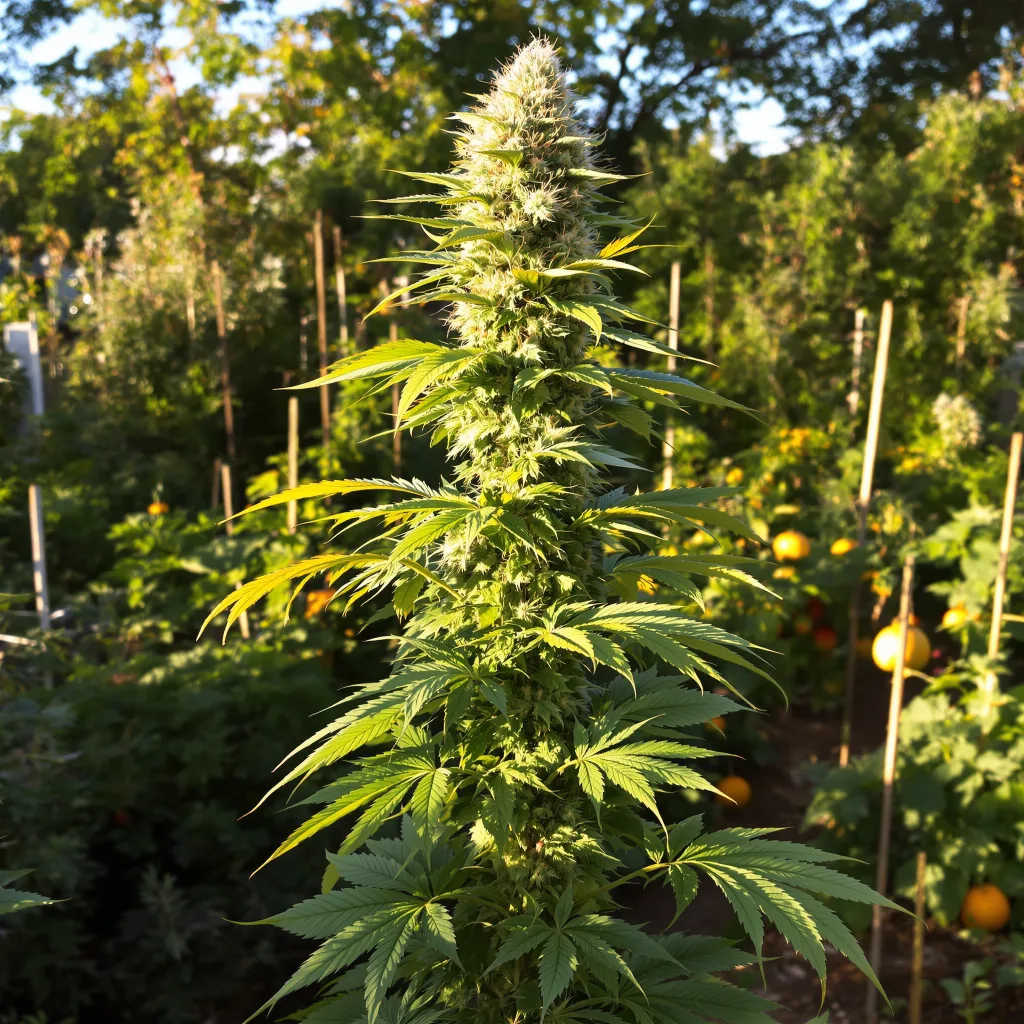 Larry OG 56% indica / 44% sativa flower with visible trichomes