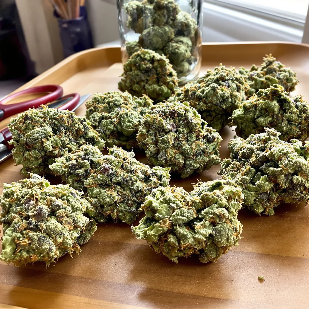Lavender 53% indica / 47% sativa flower with visible trichomes