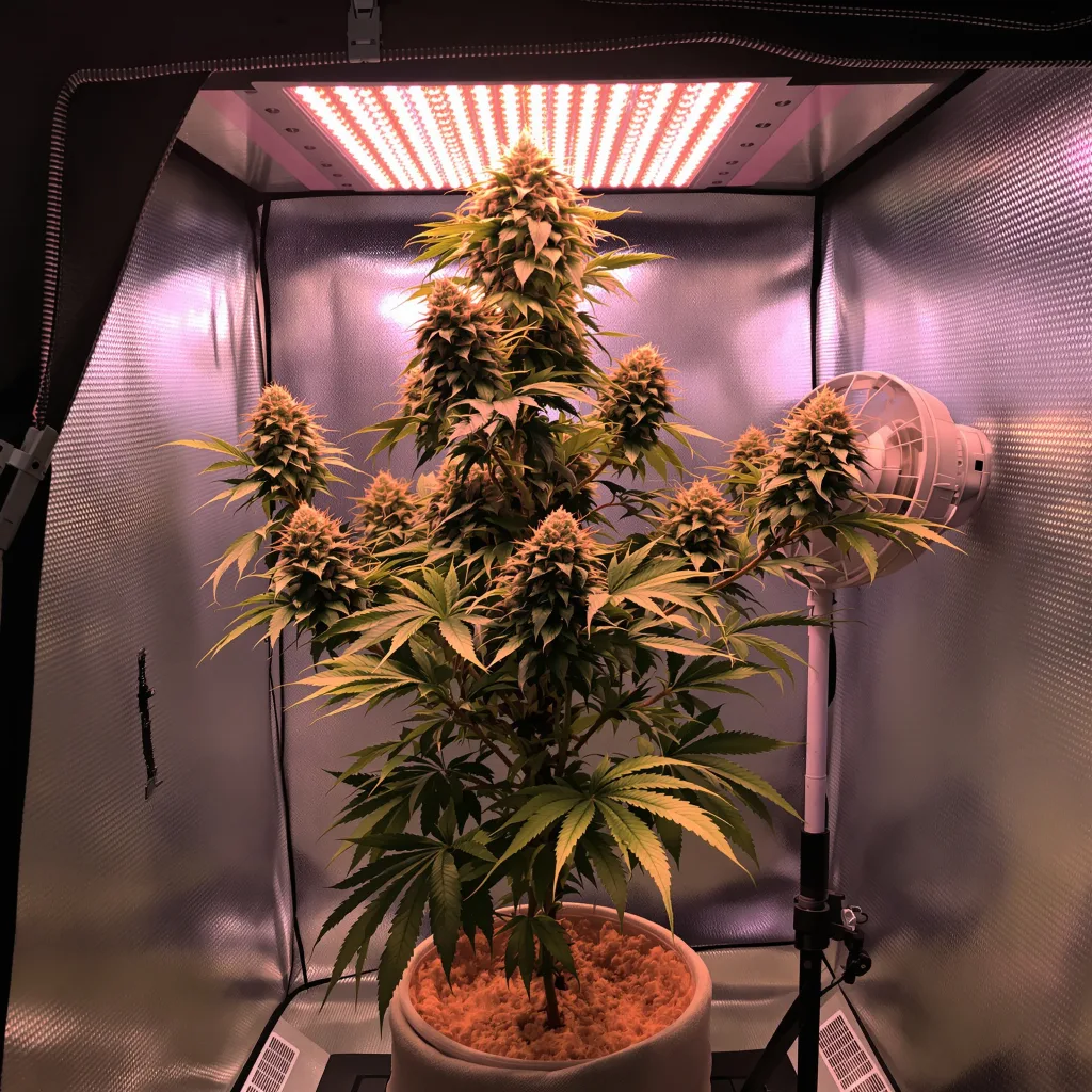 Lavender 53% indica / 47% sativa flower with visible trichomes