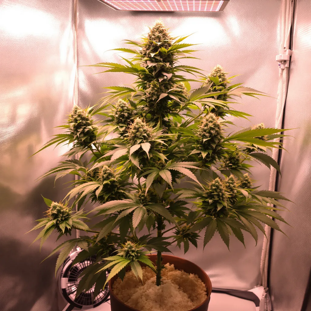 Lavender Jones 70% indica / 30% sativa flower with visible trichomes
