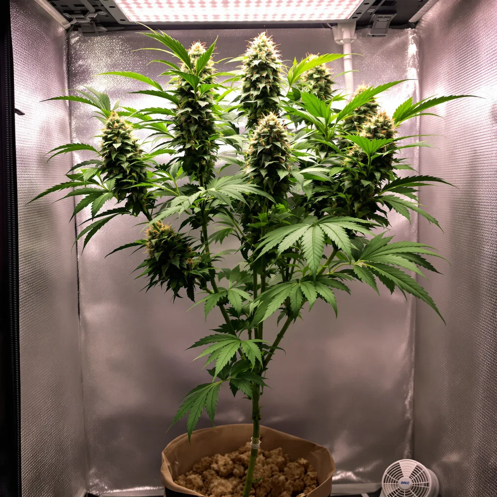 Le Silver Royale 54% indica / 46% sativa flower with visible trichomes