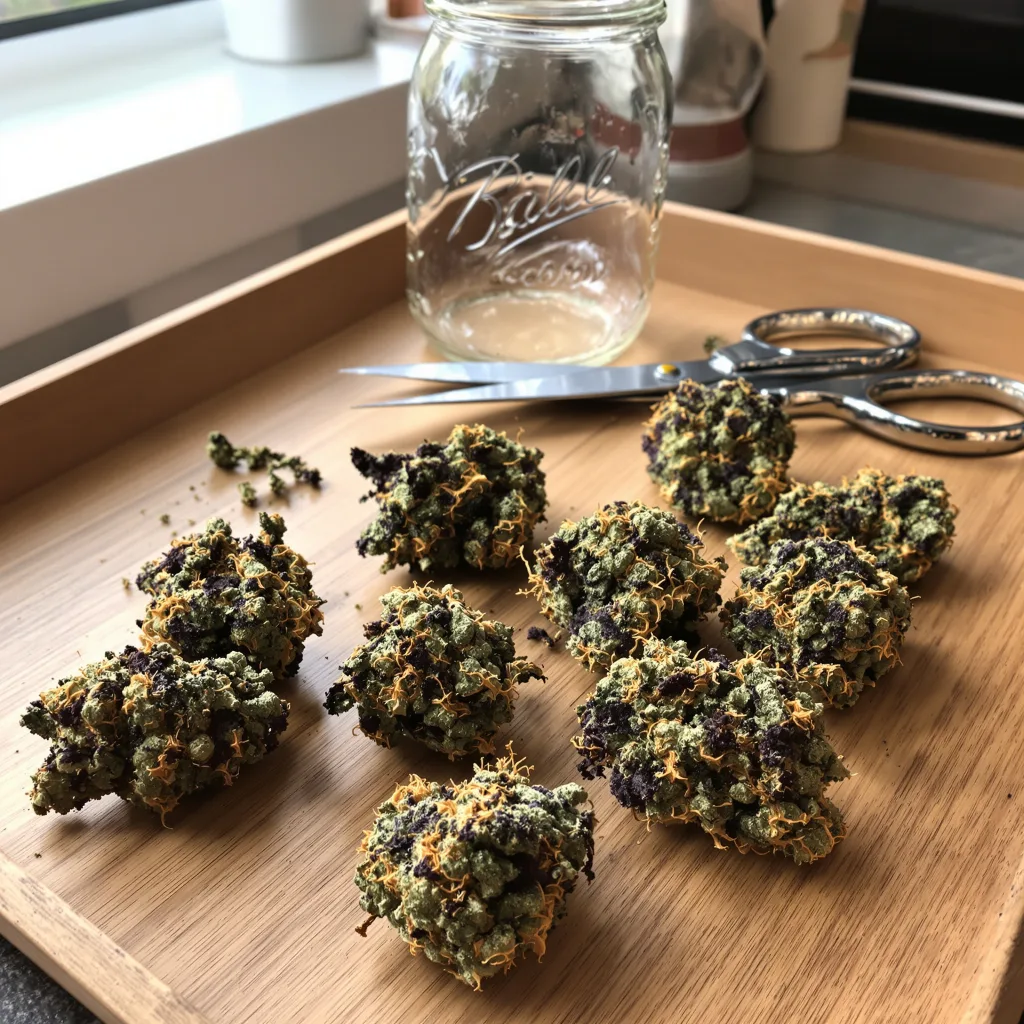 Lee Roy 69% indica / 31% sativa flower with visible trichomes