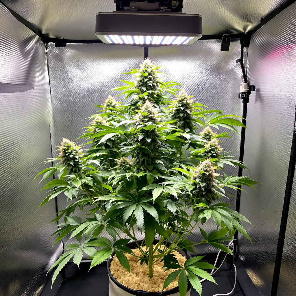 Lee Roy 69% indica / 31% sativa flower with visible trichomes