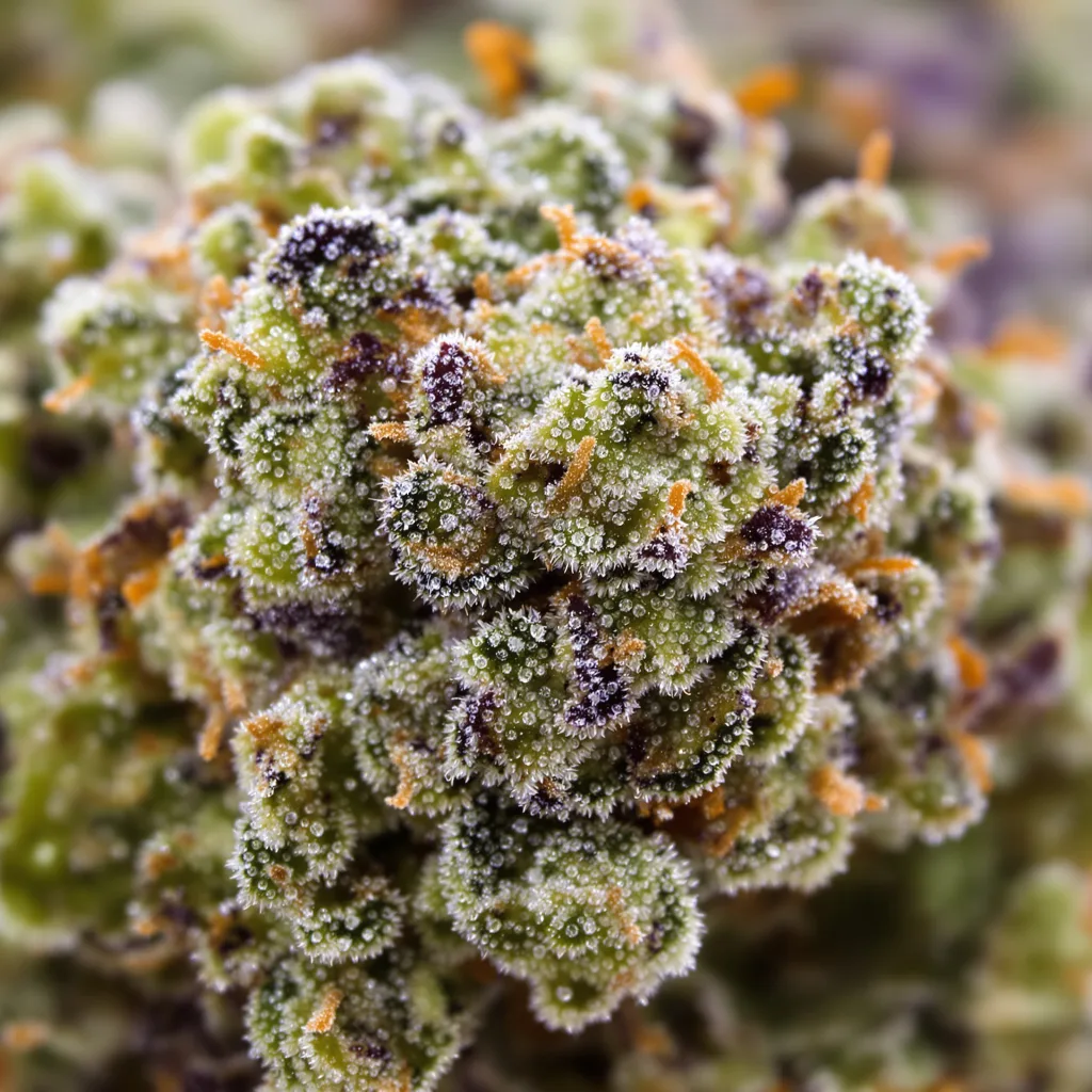 Lemon cannabis bud close-up showing balanced bud structure with frosted trichomes