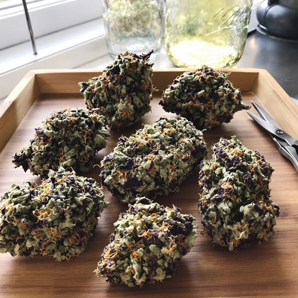 Lemon Daddy 68% indica / 32% sativa flower with visible trichomes