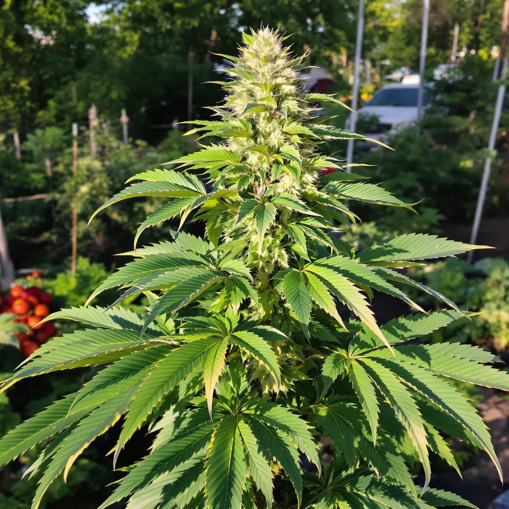 Lemon Daddy 68% indica / 32% sativa flower with visible trichomes