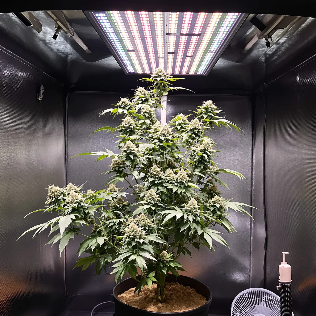 Lemon Drop 50% indica / 50% sativa flower with visible trichomes