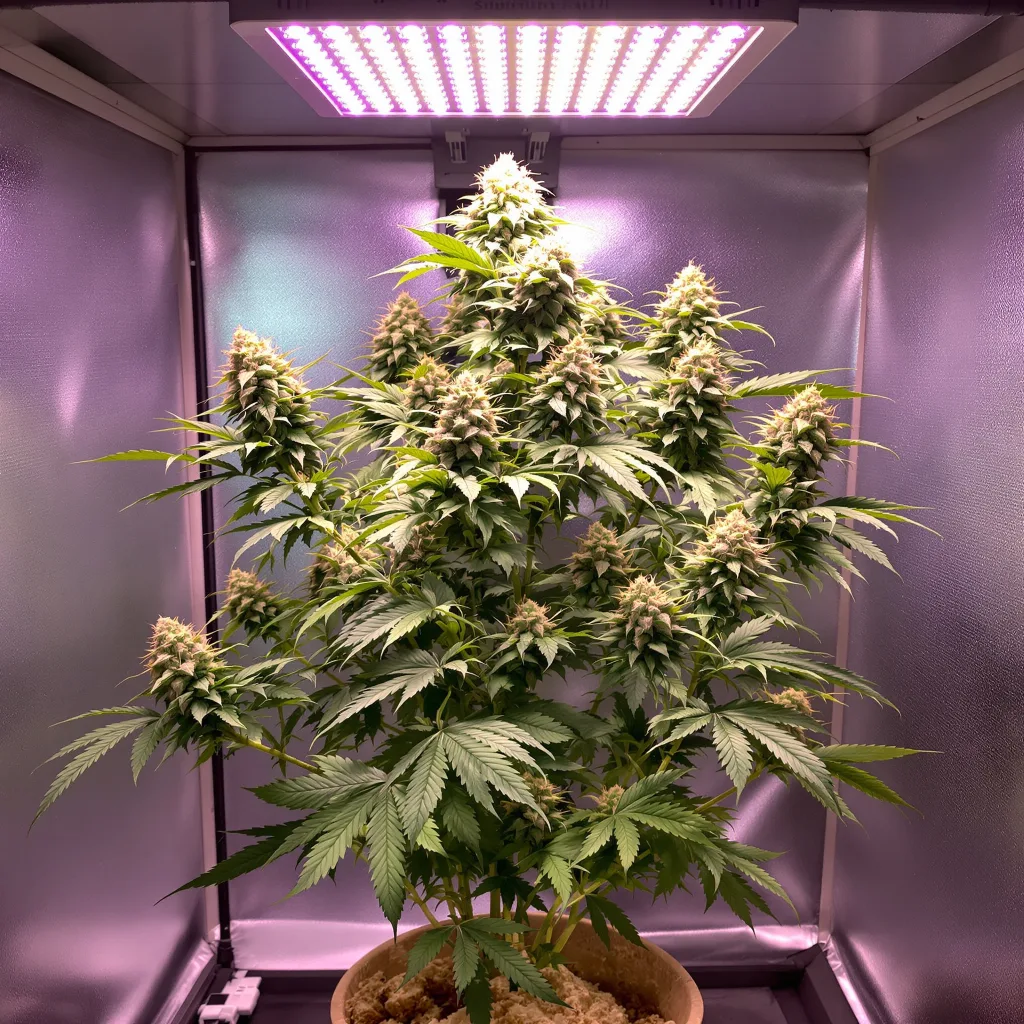 Lemon Drop 50% indica / 50% sativa flower with visible trichomes