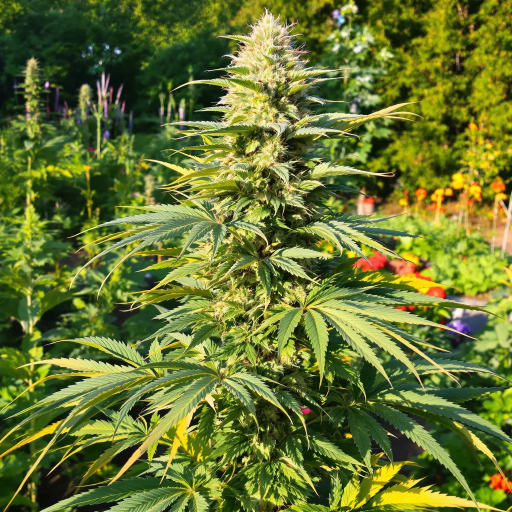 Lemon Drop 50% indica / 50% sativa flower with visible trichomes