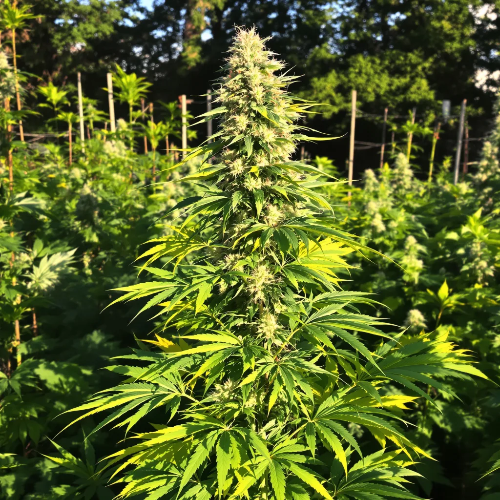 Lemon Fire 9% indica / 91% sativa flower with visible trichomes