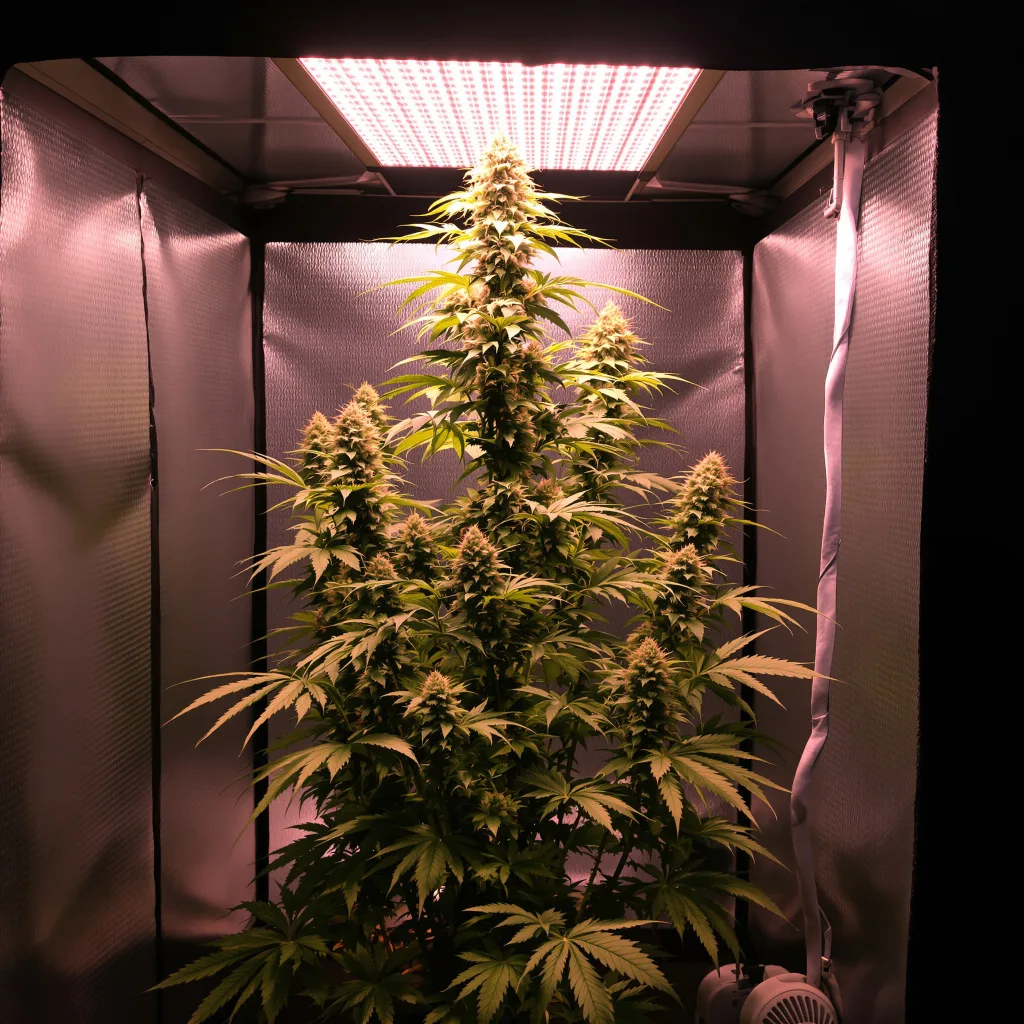 Lemon Haze 23% indica / 77% sativa flower with visible trichomes