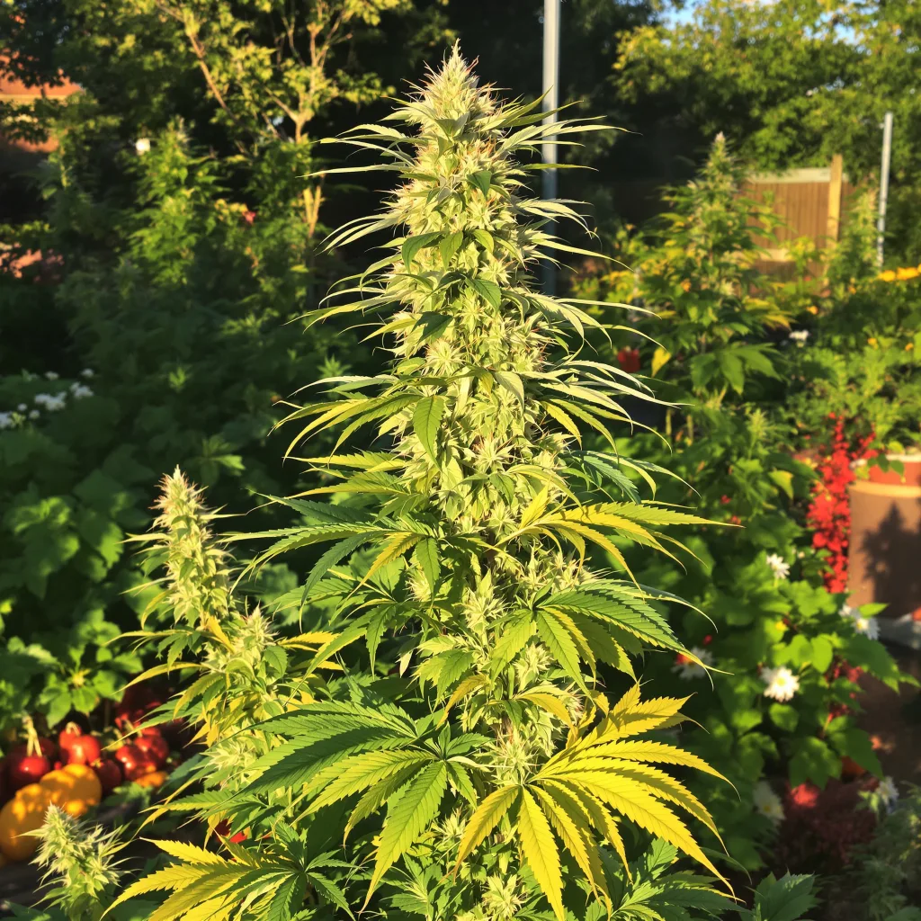Lemon Haze 23% indica / 77% sativa flower with visible trichomes