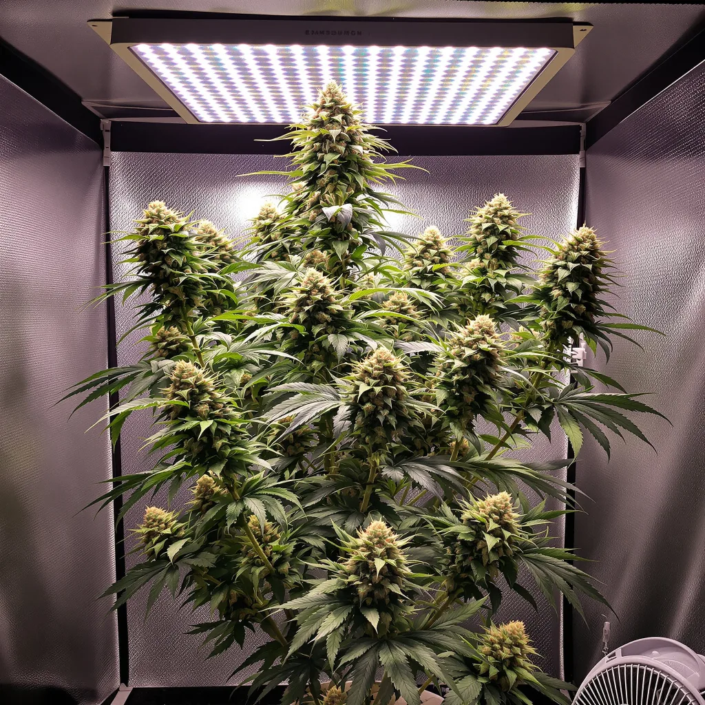 Lemon Kush 50% indica / 50% sativa flower with visible trichomes