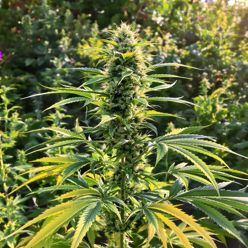 Lemon Kush 50% indica / 50% sativa flower with visible trichomes