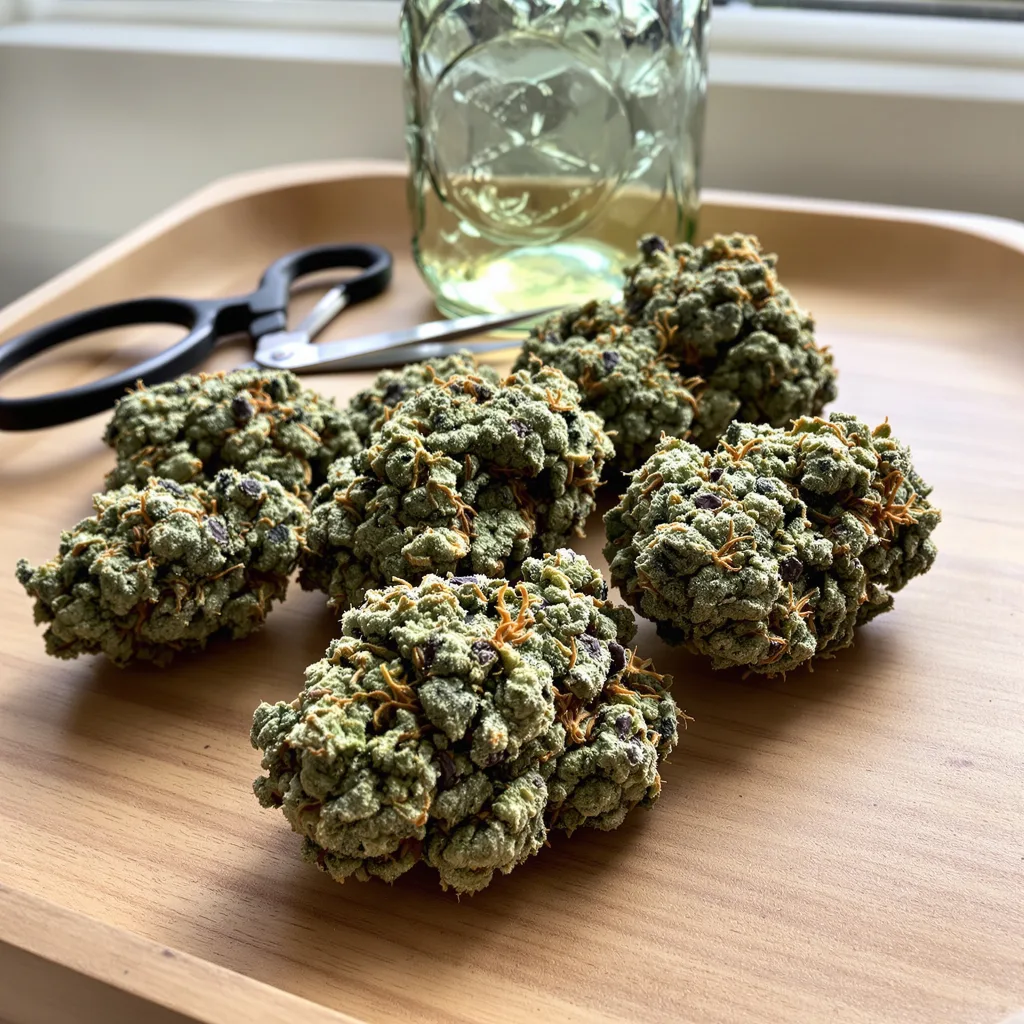 Lemon OG Kush 50% indica / 50% sativa flower with visible trichomes