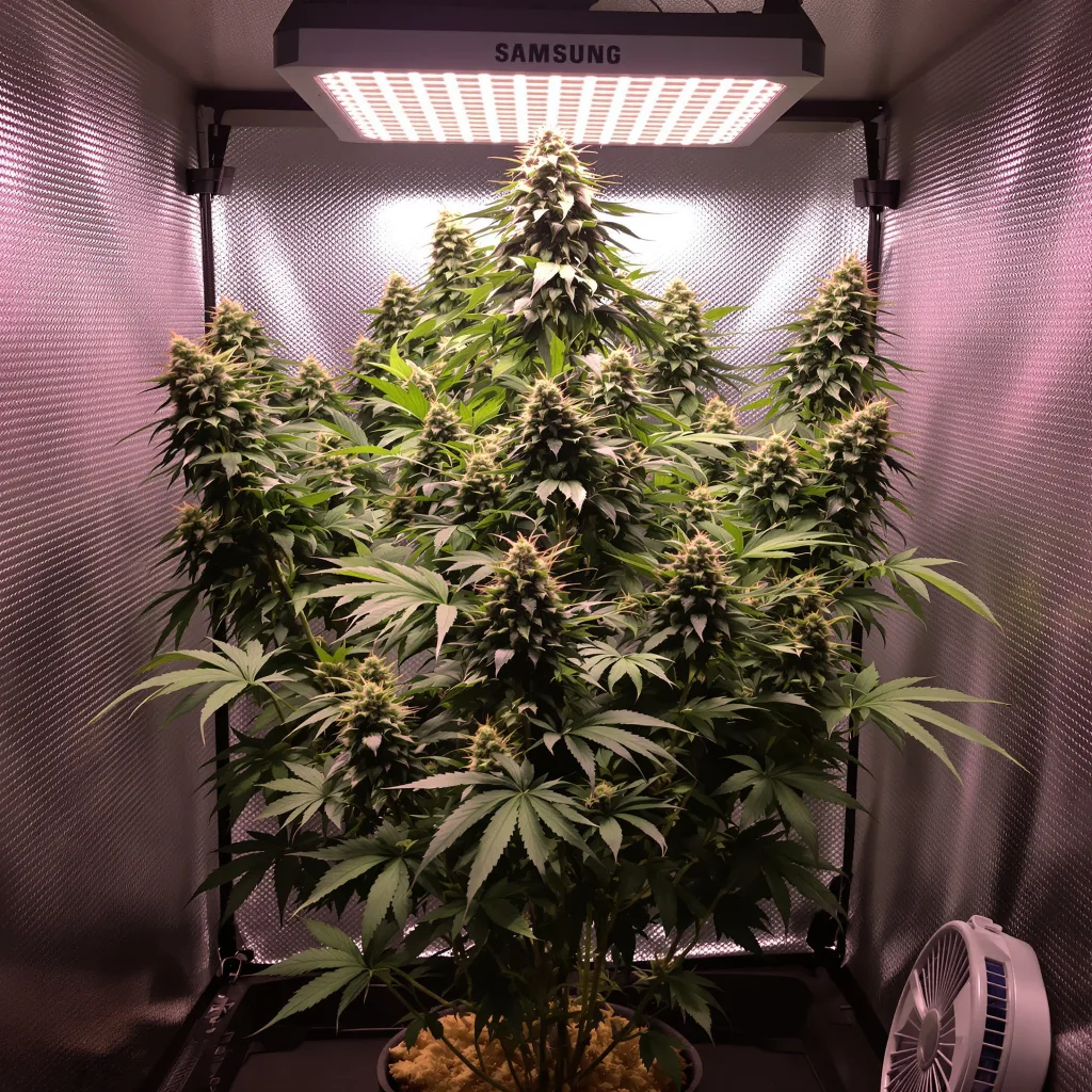 Lemon Skunk 30% indica / 60% sativa flower with visible trichomes