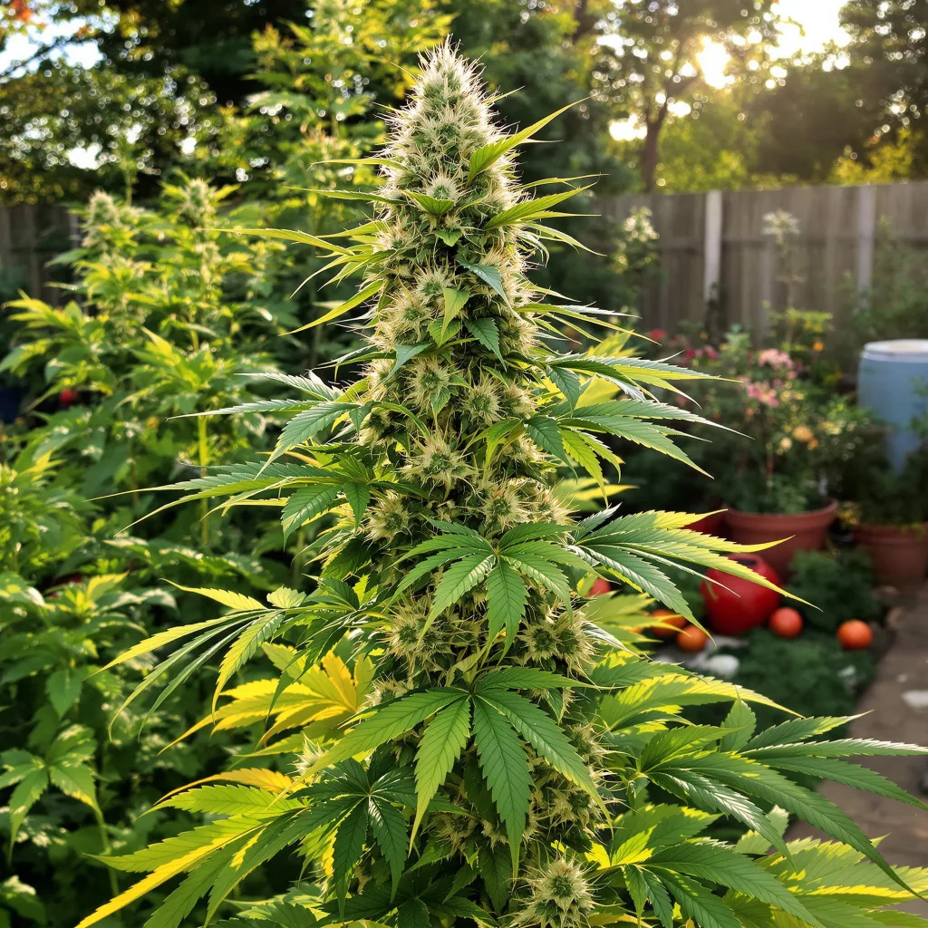 Lemon Skunk 30% indica / 60% sativa flower with visible trichomes