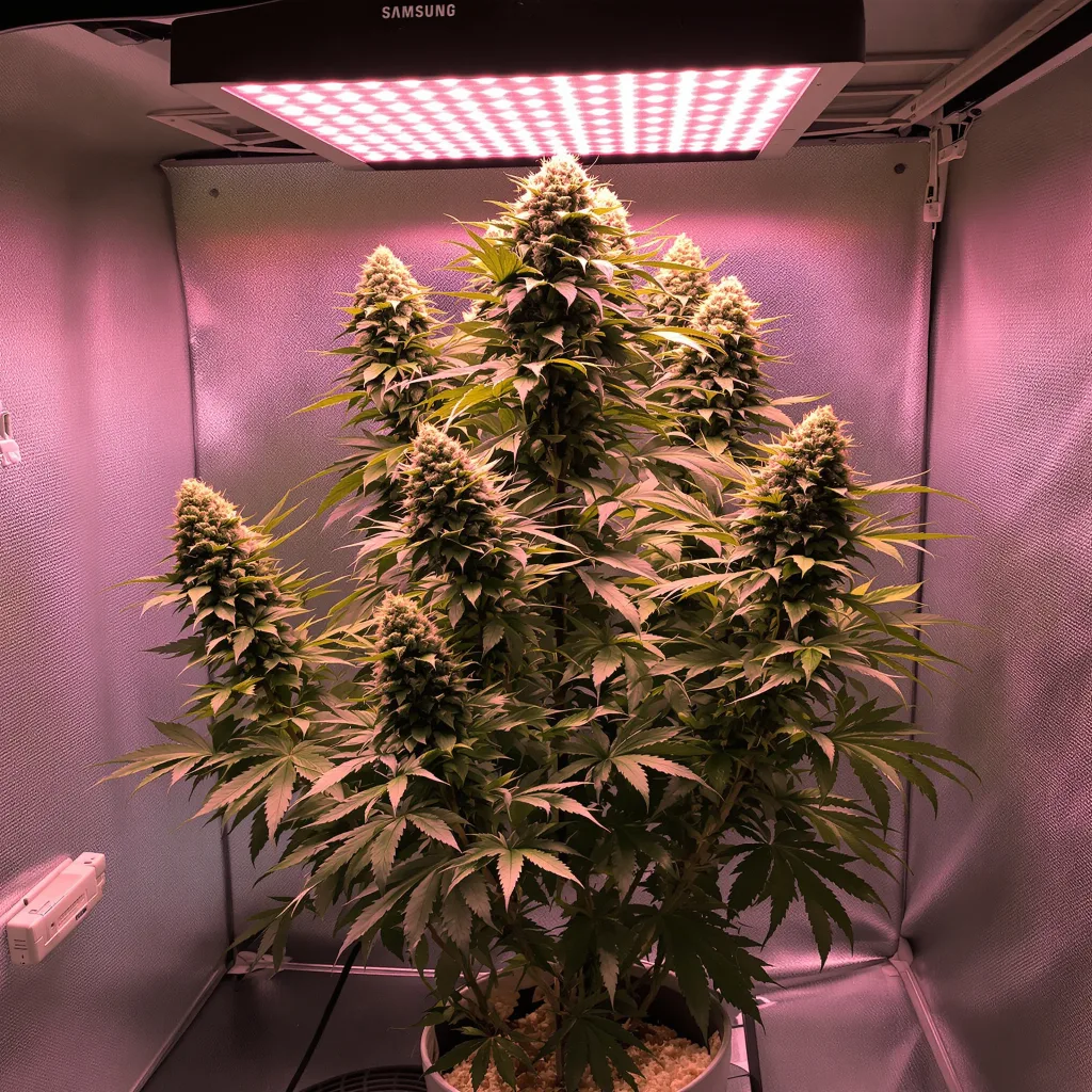 Lemon Skunk 30% indica / 60% sativa flower with visible trichomes
