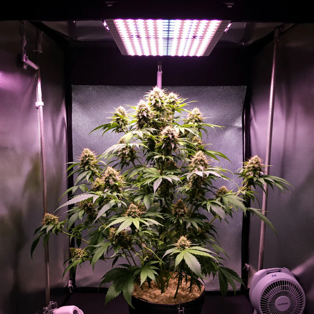 Lemon Thai 60% indica / 50% sativa flower with visible trichomes