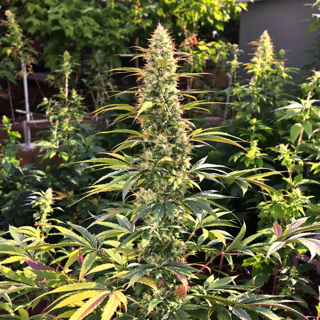 Lemon Thai 60% indica / 50% sativa flower with visible trichomes