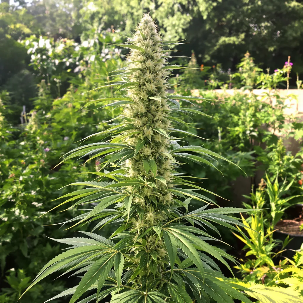 Lodi Dodi 24% indica / 76% sativa flower with visible trichomes